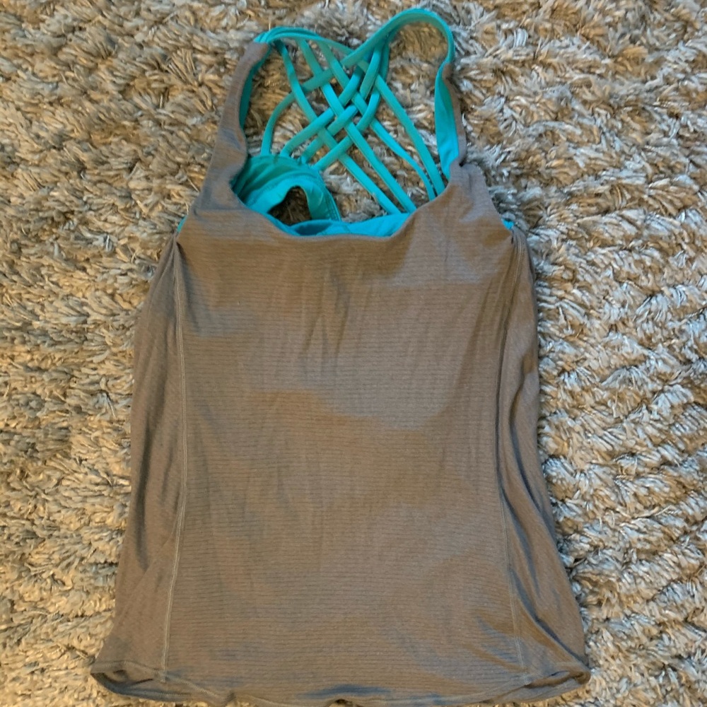 Lululemon grey blue Built in Bra Tank open back